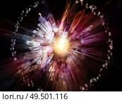 Exponential Burst. Bright math-generated abstract radial elements to illustrate concept of rapid expansion on the subject of science, education and technology. Стоковое фото, агентство Ingram Publishing / Фотобанк Лори