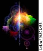 Symbols of Beyond. Platonic Space series. Abstract fractal nebula and mystic signs on subject of inner Self, astrology, the occult, witchcraft, magic and its symbols. Стоковое фото, агентство Ingram Publishing / Фотобанк Лори