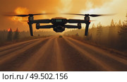 A wildfire observation drone flying among forest trees bound by flame. Стоковое AI-видео, аниматор Sergey Grishin / Фотобанк Лори