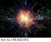 Time Space. Faces of Time series. Composition of clock dials and abstract elements for subject of science, education and modern technologies. Стоковое фото, агентство Ingram Publishing / Фотобанк Лори