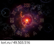 Virtual Clocks. Faces of Time series. Design made of clock dials and abstract elements to serve as background for projects on science, education and modern technologies. Стоковое фото, агентство Ingram Publishing / Фотобанк Лори