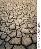 Dry and broken clay ground during drought season, concept of global warming problem. Cracked and barren soil texture background. The global shortage of water on the planet. Arid land, natural disaster. Стоковое фото, агентство Ingram Publishing / Фотобанк Лори