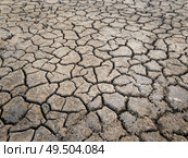 Dry and broken clay ground during drought season, concept of global warming problem. Cracked and barren soil texture background. The global shortage of water on the planet. Arid land, natural disaster. Стоковое фото, агентство Ingram Publishing / Фотобанк Лори