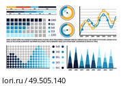 Infographics with timeline and visual information vector. Graphs data set with numbers and percentage, growing chains, schemes and analysis diagram. Infographics with Timeline and Visual Information. Стоковая иллюстрация, агентство Ingram Publishing / Фотобанк Лори