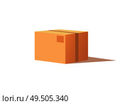Square container made of cardboard for product and items transportation and safe storage. Carton package box with adhesive tape isolated icon vector.. Carton Package with Adhesive Tape Icon Vector. Стоковая иллюстрация, агентство Ingram Publishing / Фотобанк Лори
