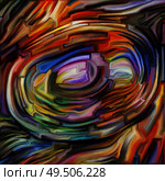 Unity of Fragmented World series. Arrangement of stained glass pattern of color fragments on the subject of imagination, creativity art and design. Стоковое фото, агентство Ingram Publishing / Фотобанк Лори