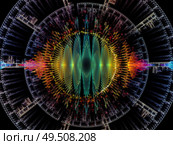 Wave Function series. Graphic composition of colored sine vibrations, light and fractal elements  for subject of sound equalizer, music spectrum and  quantum probability. Стоковое фото, агентство Ingram Publishing / Фотобанк Лори