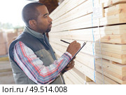 man in the lumber yard. Стоковое фото, агентство Ingram Publishing / Фотобанк Лори