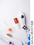  anti-age mesotherapy set for home and salon  skin care procedure around white background. beauty concept. flat lay. Стоковое фото, агентство Ingram Publishing / Фотобанк Лори