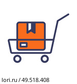 Black icon trolley transporting cardboard box. Стоковая иллюстрация, иллюстратор Вячеслав Беспутин / Фотобанк Лори