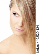 Close up of a face and hair of the blonde, isolated. Стоковое фото, агентство Ingram Publishing / Фотобанк Лори
