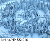 Displacement Worlds. 3D rendering of fractal noise displacement pattern on the subject of education, three dimensional technology, mathematic and virtual 3D rendering. Стоковое фото, агентство Ingram Publishing / Фотобанк Лори