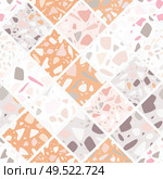 Terrazzo seamless pattern design with hand drawn rocks. Abstract modern background, flat vector illustration. Стоковая иллюстрация, агентство Ingram Publishing / Фотобанк Лори