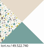 Terrazzo pattern design with hand drawn rocks and geometric shapes. Abstract modern background, flat vector illustration. Стоковая иллюстрация, агентство Ingram Publishing / Фотобанк Лори