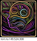 Digital Scratchboard. Life Lines series. Backdrop of human profile and woodcut pattern in association with human drama, poetry and inner symbols. Стоковое фото, агентство Ingram Publishing / Фотобанк Лори