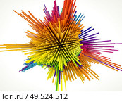 Displacement Worlds. 3D rendering of spherical noise displacement pattern on the subject of education, three dimensional technology, mathematic and virtual 3D rendering. Стоковое фото, агентство Ingram Publishing / Фотобанк Лори