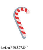 Candy stick lollipop with twisted stripes, Christmas sign vector. Sugary food dessert, winter holidays season, food served on special wintertime event. Candy Stick Lollipop with Stripes, Christmas Sign. Стоковая иллюстрация, агентство Ingram Publishing / Фотобанк Лори