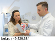 doctor showing eye models to patient. Стоковое фото, агентство Ingram Publishing / Фотобанк Лори
