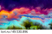 Mountains of Never. Impossible Planet series. Arrangement of vibrant flow of hues and gradients on theme of art, creativity and design. Стоковое фото, агентство Ingram Publishing / Фотобанк Лори