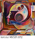 Inner Flow. Colors In Us series. Image of human silhouettes, art textures and colors interplay in conceptual relevance to life, drama, poetry and perception. Стоковое фото, агентство Ingram Publishing / Фотобанк Лори