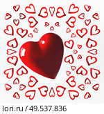Red hearts pattern on white background. Declaration of love and Valentines day concept. Стоковое фото, агентство Ingram Publishing / Фотобанк Лори