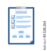 Notepad with checklist and scheme, business plan vector. Check marks and table, pad with project and completed tasks or startup goals isolated icon. Notepad with Checklist and Scheme, Business Plan. Стоковая иллюстрация, агентство Ingram Publishing / Фотобанк Лори