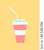 Soft drink, sweet beverage in plastic mug vector, isolated icon of soda served in cafe bistro. Fresh cocktail with straw serving in summer, paper cup. Soft Drink, Sweet Beverage in Plastic Mug Icon. Стоковая иллюстрация, агентство Ingram Publishing / Фотобанк Лори