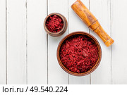 Saffron spice used in food and traditional herbal medicine. Dried saffron spice. Стоковое фото, агентство Ingram Publishing / Фотобанк Лори