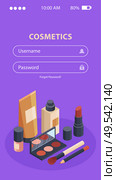 Cosmetics store mobile application with username and password isometric  vector illustration. Стоковая иллюстрация, агентство Ingram Publishing / Фотобанк Лори