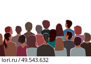 Audience at cinema theatre vector, entertainment at hall. People watching films at movie auditorium. Young couples and adults enjoying weekends pastime. Audience at Cinema Theatre, Entertainment at Hall. Стоковая иллюстрация, агентство Ingram Publishing / Фотобанк Лори