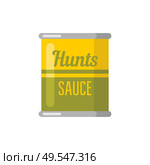 Hunts. Canned. Tinned goods product stuff, preserved food, supplied in a sealed can. Isolated. Vector flat illustration. Стоковая иллюстрация, агентство Ingram Publishing / Фотобанк Лори