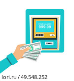Cash withdrawal from an ATM. Vector illustration. Стоковая иллюстрация, агентство Ingram Publishing / Фотобанк Лори