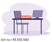 Vacancy workplace of future employee. Recruiting agency. Personnel. HR management. Vector flat illustration. Стоковое фото, агентство Ingram Publishing / Фотобанк Лори