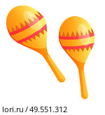 Maracas musical instrument isolated icon. Cinco de Mayo Mexican holiday attributes, festival celebration tools, party symbol and ethnic music playing. Cinco de Mayo Holiday, Maracas Musical Instrument. Стоковая иллюстрация, агентство Ingram Publishing / Фотобанк Лори