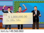 A vector illustration of Game Show Winner Receiving Check. Стоковая иллюстрация, агентство Ingram Publishing / Фотобанк Лори