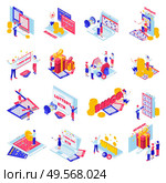 Lottery cards playing online draw results bingo jackpot prize winner celebration isometric icons set isolated vector illustration. Стоковая иллюстрация, агентство Ingram Publishing / Фотобанк Лори