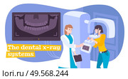Dental x-ray flat composition with text and view of dental radiograph with people and text vector illustration. Стоковая иллюстрация, агентство Ingram Publishing / Фотобанк Лори