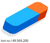 School stationery supply, 3d eraser or erasing tool vector. Isometric drawing item, education and knowledge, geometry lesson or class equipment, isolated rubber object. Eraser or Erasing Tool, School Stationery Supply. Стоковая иллюстрация, агентство Ingram Publishing / Фотобанк Лори