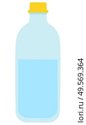 Full plastic bottle of purified water to relieve thirst. Closed container of transparent liquid on white background vector illustration in flat style. Back to school concept. Flat cartoon. Full Plastic Bottle of Water on White Background. Стоковая иллюстрация, агентство Ingram Publishing / Фотобанк Лори