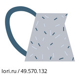 Watering pot with handle or dotted ceramic jug in blue color. Flat design style of crockery, dishware object with pattern, handmade earthenware vector. Earthenware Sign, Jug with Handle, Dish Vector. Стоковая иллюстрация, агентство Ingram Publishing / Фотобанк Лори
