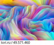 Tactile Math. Dimensional Wave series. Design composed of Swirling Color Texture. 3D Rendering of random turbulence on the subject of art, creativity and design. Стоковое фото, агентство Ingram Publishing / Фотобанк Лори