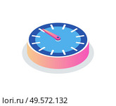Round clock isolated time measurement icon. Vector circle with hour and minute pointers, 3d isometric modern timer with dial. Chronometer or deadline symbol, timepiece. Round Clock Isolated Time Measurement Icon Vector. Стоковая иллюстрация, агентство Ingram Publishing / Фотобанк Лори