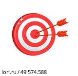 Board game vector, popular relaxation for adults, competition dartboard with aims colored in different colors and arrows, bullseye and target isolated. Business target. Dartboard with Stripes and Arrows Game Competition. Стоковая иллюстрация, агентство Ingram Publishing / Фотобанк Лори