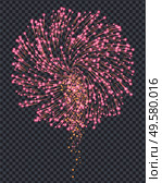 Firework sparkling with lights isolated on transparent background. Explosion for festival, festive moods. New Year celebration holidays. Bright and shiny decoration. Vector sparkle and glittering ray. Firework Explosive Burst Flare Decorative Glowing. Стоковая иллюстрация, агентство Ingram Publishing / Фотобанк Лори