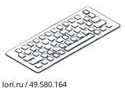 Personal computer keyboard, isolated icon hand drawn and colorless. Monochrome sketch outline of device with buttons to input information on laptop. Keypad for writers typing, vector in flat style. PC Keyboard with Buttons to Input Information. Стоковая иллюстрация, агентство Ingram Publishing / Фотобанк Лори