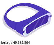 Glasses of virtual reality, wireless device in purple color, 360 view, VR communication, modern computer technology. Digital innovation in flat design style, data center, supercomputer symbol vector. V? Glasses, Virtual Reality, Modern Device Vector. Стоковая иллюстрация, агентство Ingram Publishing / Фотобанк Лори