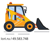Machinery used in construction vector, isolated icon of machine in working process. Bulldozer vehicle transport helping workmen to cope with tasks. Bulldozer Industry Machine, Transport Construction. Стоковая иллюстрация, агентство Ingram Publishing / Фотобанк Лори
