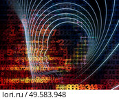 Emergence of the Mind series. Background of human head silhouettes and number grids on the subject of general artificial intelligence and modern technology. Стоковое фото, агентство Ingram Publishing / Фотобанк Лори