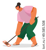 Young woman washing floor using mop. Person work at home on household duties. Housekeeper or housewife cleaning room. Human isolated on white background. Vector illustration of cleanup in flat style. Woman Cleaning Room, Housekeeper on Work, Cleanup. Стоковая иллюстрация, агентство Ingram Publishing / Фотобанк Лори