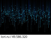 Abstract digital particles. Vector abstract big data visualization. Blue flow of data as numbers strings. Information code representation. Cryptographic analysis concept. Bitcoin, blockchain transfer.. Abstract digital particles. Vector abstract big data visualization. Стоковая иллюстрация, агентство Ingram Publishing / Фотобанк Лори